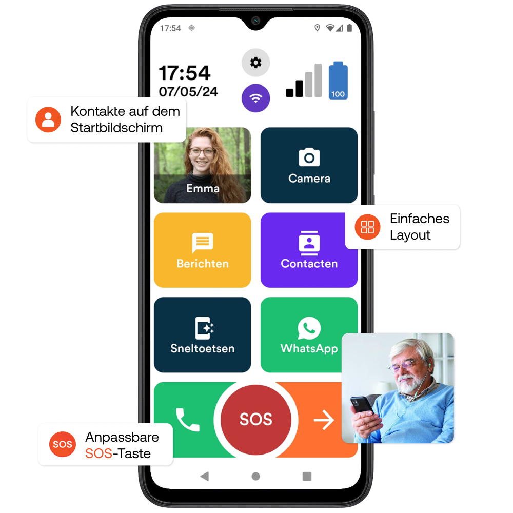 Senifone S1 groot scherm senioren smartphone display